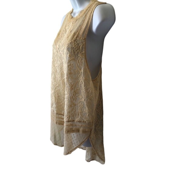 Free People Maisie Tunic Antique Ivory Lace High Neck Sleeveless Blouse Tank Med - Picture 5 of 12